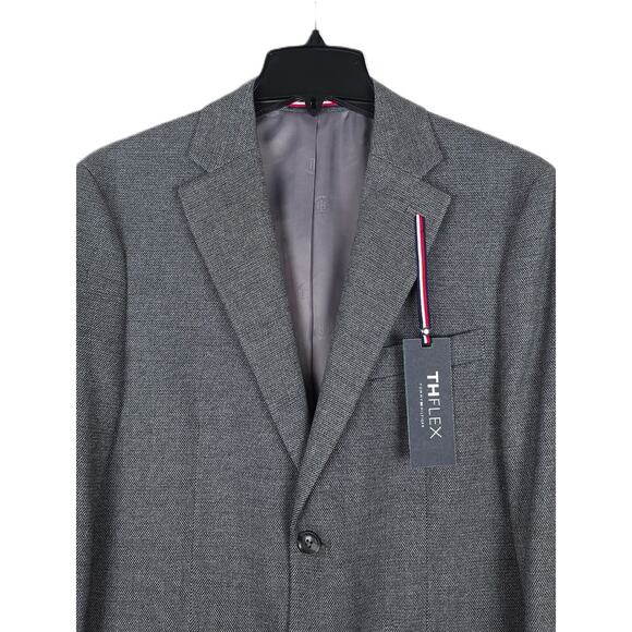Tommy Hilfiger Men's Modern-Fit Flex Stretch Sport Coat Grey Solid Weave 42L NWT - Picture 4 of 7